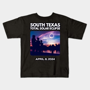 South Texas Front & Back Print Total Solar Eclipse 2024 Kids T-Shirt